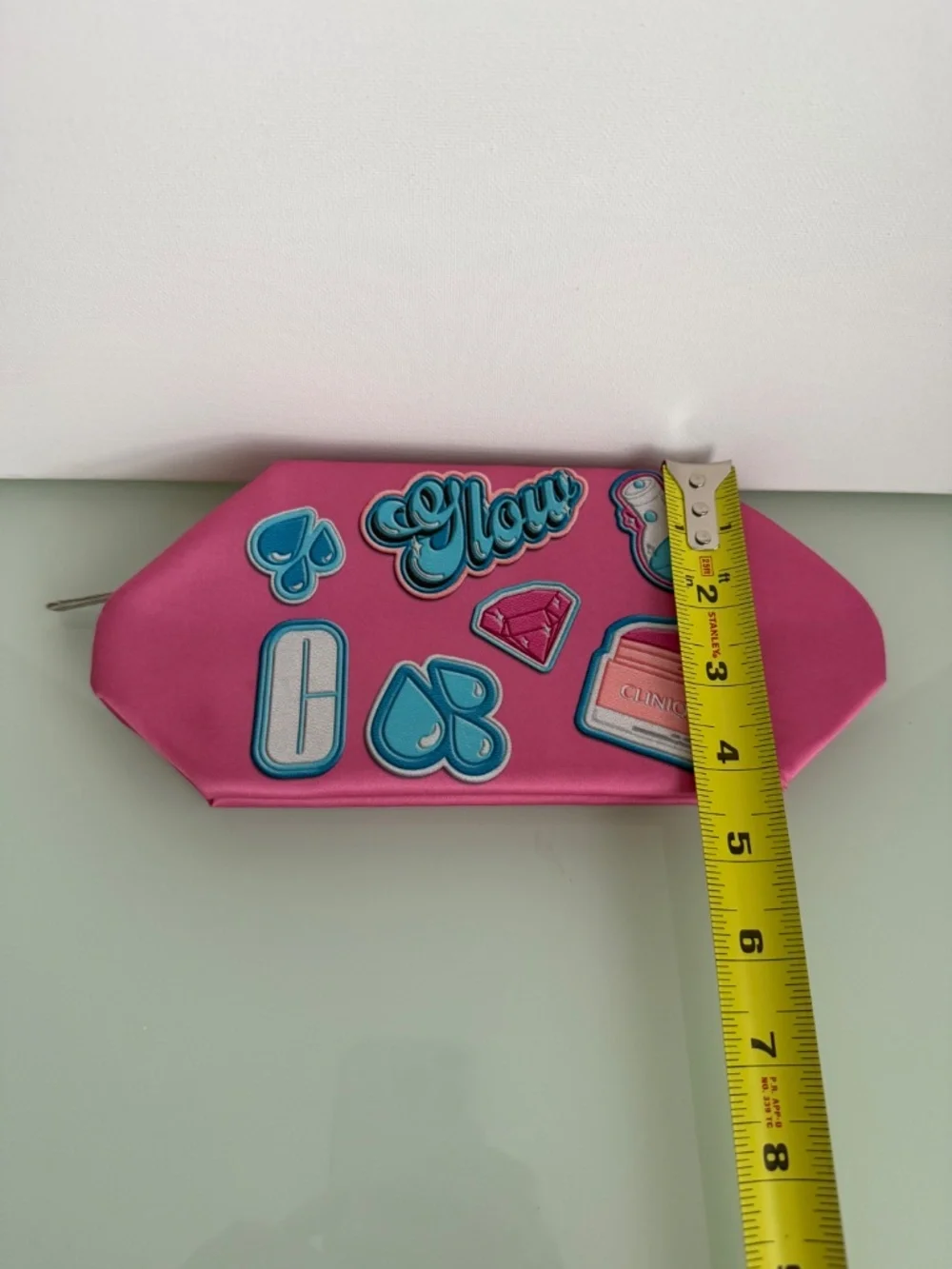Clinique Pink Blue Novelty Glow Cosmetic Makeup Bag Pouch